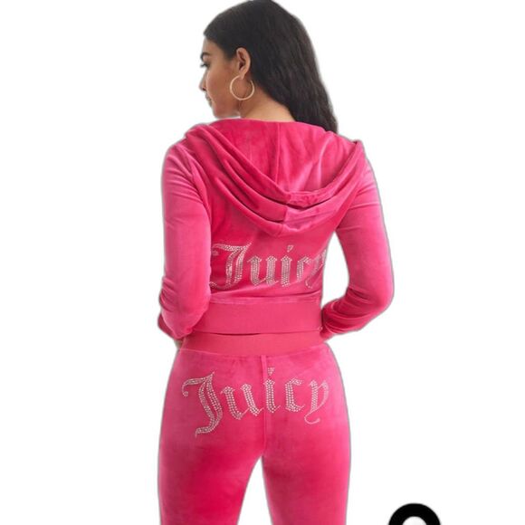 Juicy Couture Jackets & Blazers - NWT JUICY COUTURE BLING VELOUR MATCHING SET - HOT PINK (pants and jacket)